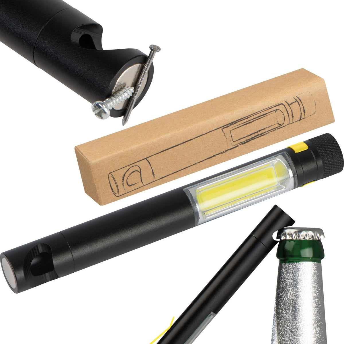 COB Taschenlampe mit Flaschenöffner, gelb