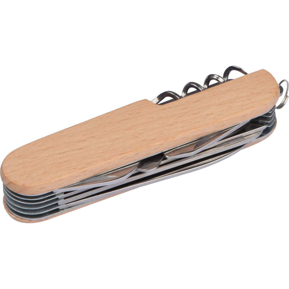 Taschenmesser aus Edelstahl mit Holzummantelung, beige